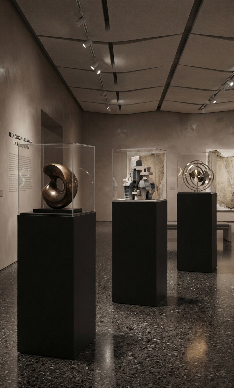 allestimento museo moderno strutture espositive con teca plexiglass